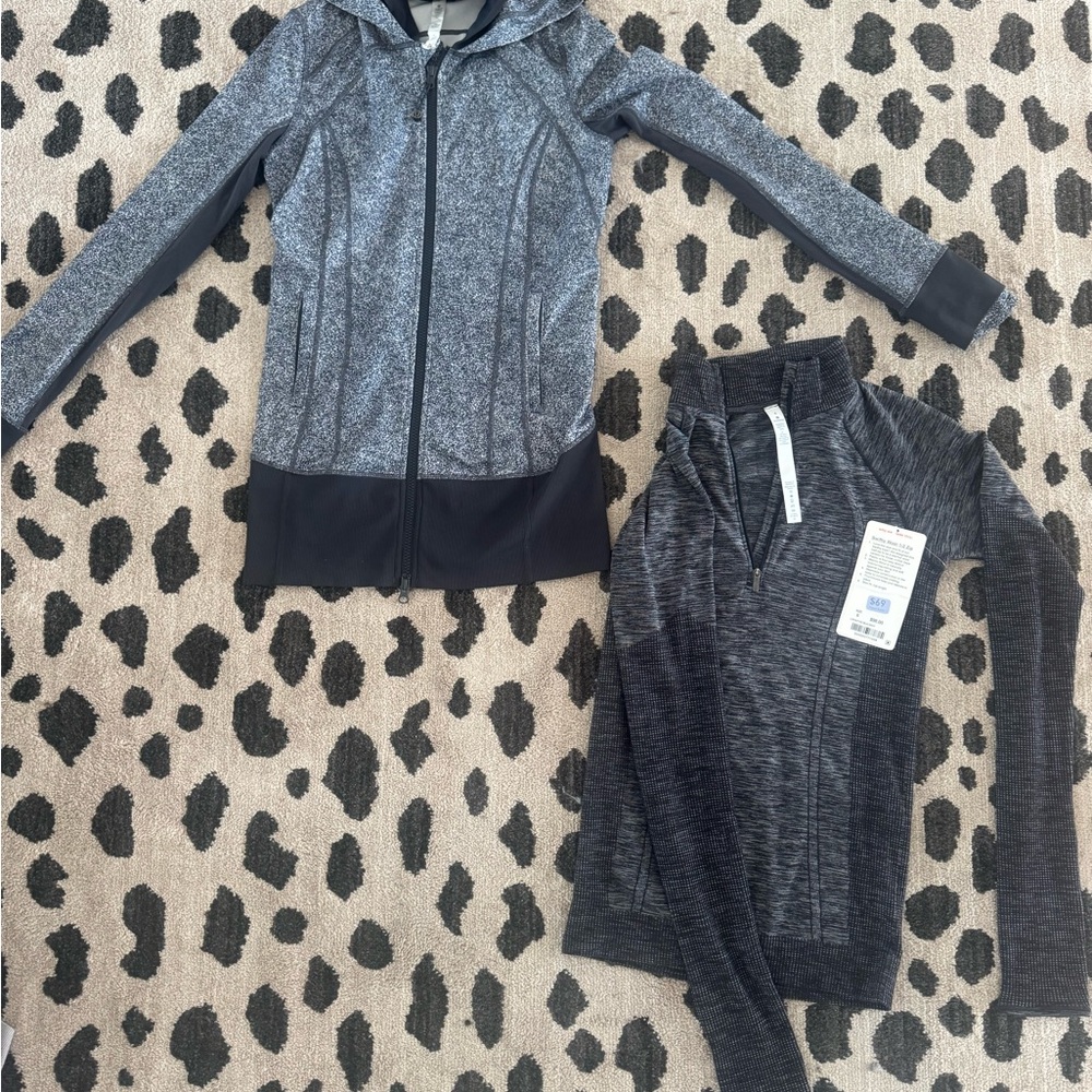 Women’s Lululemon long sleeve Gray and Black Zip-Up size 6